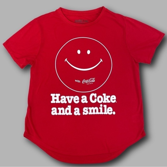 Coca-Cola Red “Have A Coke And A Smile.” Smiley Face Graphic t-shirt - size XL - Picture 1 of 6